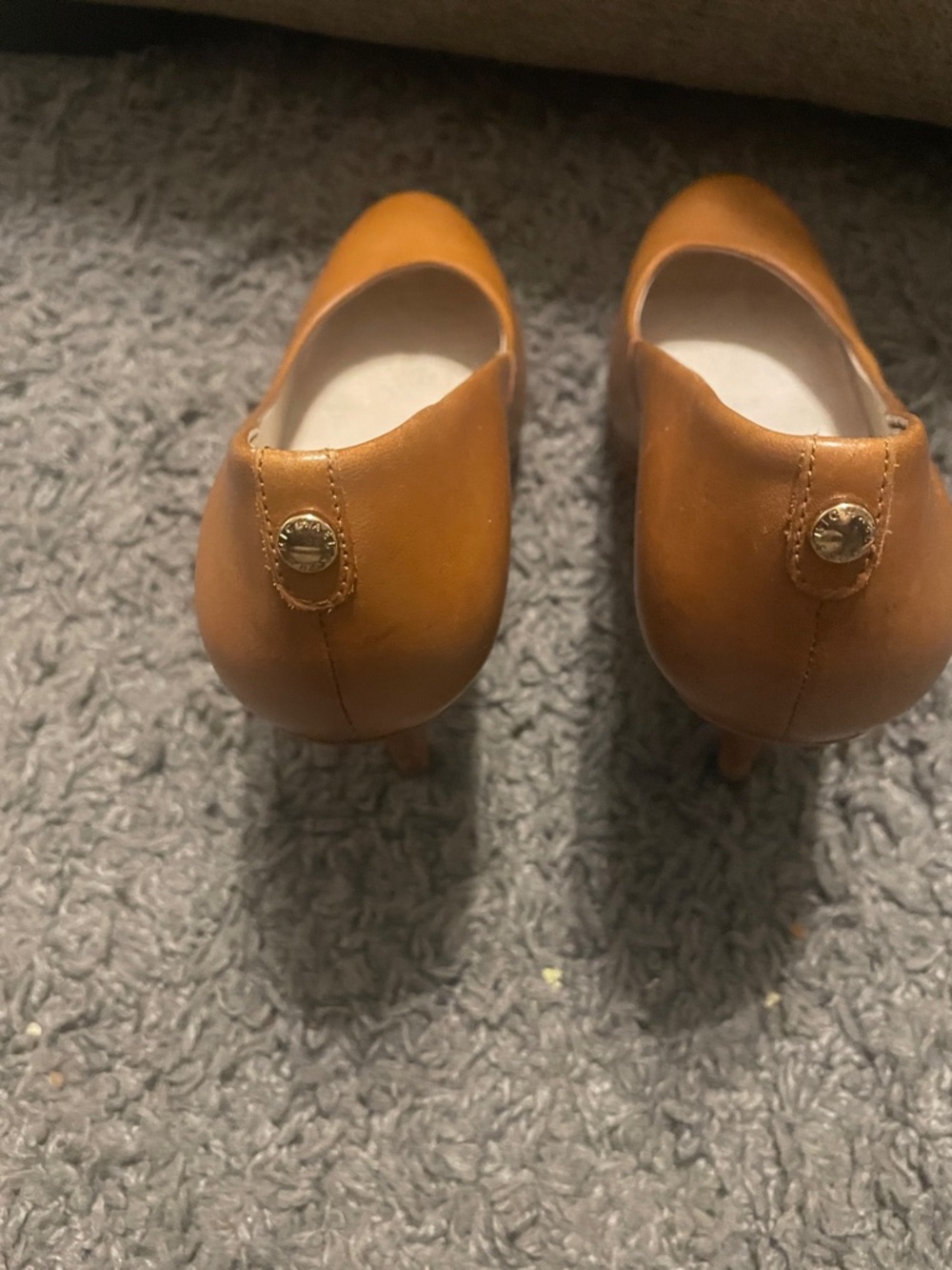 Michael Kors Cognac Leather Round-Toe Pumps - Picture 6 of 9